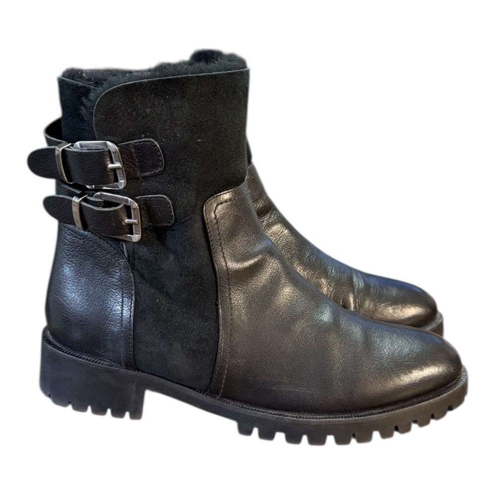 Napoleoni Leather Suede Ankle Bootie’s with Buckle Details Women’s Size 7.5/8